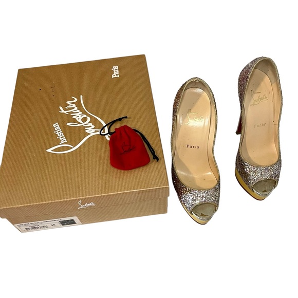 Christian Louboutin Lady Peep 150 Glitter Aquarium Rosette - Picture 2 of 10